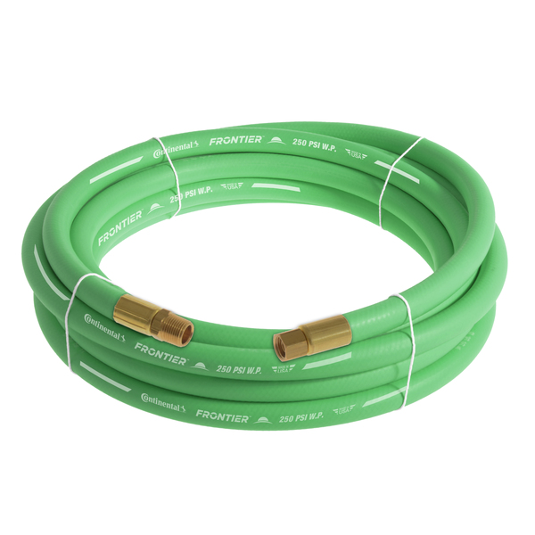 Continental 1/2" x 25' Green EPDM Rubber Air Hose, 300 PSI, 1/2" MNPT x FNPSM HZG05030-25-31